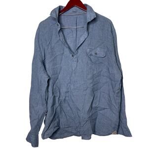 ONSLOE Marlborough Pop-Over Linen Shirt in Blue Sz XXXL